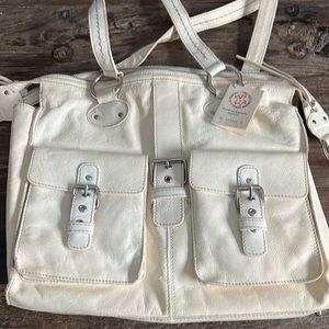 Roots Leather custom white tote
